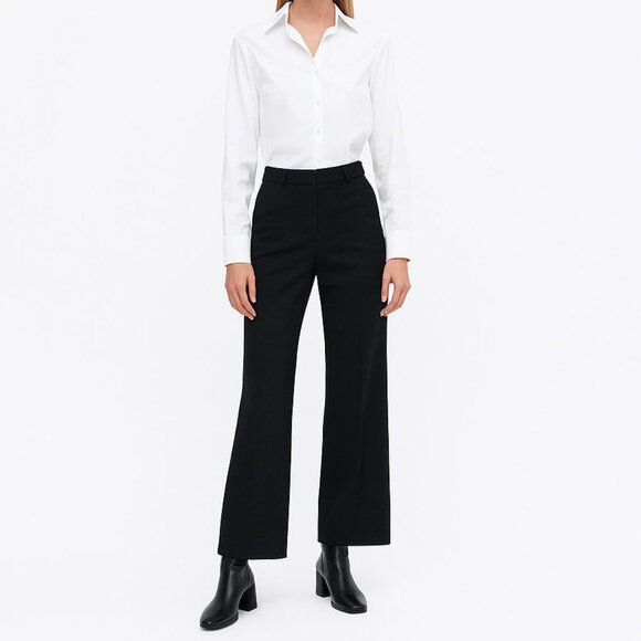 Banana Republic Martin Fit Black Trousers Size 10 95% Wool Wide Leg Career Work - Picture 1 of 10